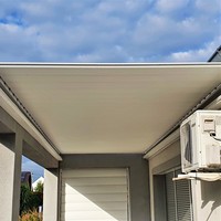 Système de toiture de pergola rétractable automatique avec capteur de pluie, télécommande électrique, lamelles en aluminium, imperméable, en PVC, pour terrasse