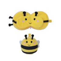Offre Spéciale : Oreiller de Voyage 2-en-1 pour Enfants, Forme Abeille Mignonne, Masque pour les Yeux et Coussin de Repos Portable pour l'École, le Bureau et l'Avion