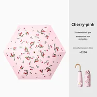 Nouveau Parapluie de Poche Luxe Manuel Ultra-léger Anti-UV à Cinq Plis avec Crochet Doré, Revêtement Noir, Idéal Cadeau d'Affaires