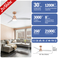 Ventilateur de plafond intelligent 1stshine avec lumière LED, compatible Wi-Fi, commande vocale, pales en ABS, télécommande, OEM/ODM, économie d'énergie