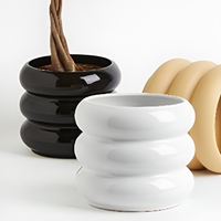 Vases en céramique texturée faits à la main, transparents, beige mat, style Art déco, pots décoratifs rustiques pour fleurs, décoration de table