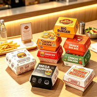 Boîtes à hamburgers personnalisées, boîte d'emballage en carton pour hamburgers de qualité alimentaire, conteneur imprimé pour restauration rapide