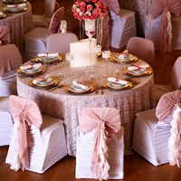 Ruban de décoration pour chaise de mariage en taffetas plissé YT-37 avec nœud en forme de saule bouclé