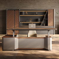 Bureau de direction intelligent à hauteur réglable, design minimaliste et moderne, luxe léger, bureau de président, bureau de directeur en L, grande table, livraison porte-à-porte
