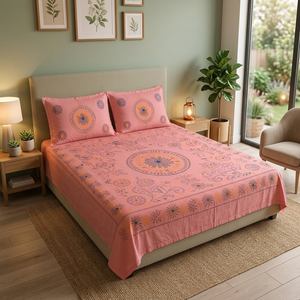 Heritage Pink Nakshi Kantha Quilt – Handcrafted <b>Floral</b> Kantha <b>Bedspread</b> - Product Image 3