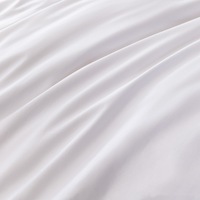 Ensemble de literie hôtelière et hospitalière personnalisable avec logo, en polyester uni, garnissage en coton, tissage 400TC, anti-boulochage, marque OEM, vente en gros Jiangsu
