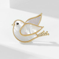 Broche en cuivre plaqué nacre naturelle en forme de colombe, accessoire de costume haut de gamme, décoration vestimentaire de luxe léger