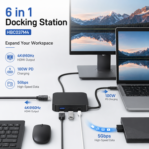 Hub <span class=keywords><strong>USB</strong></span> C 6 en 1, Estación de Acoplamiento 4K 60Hz <span class=keywords><strong>HDMI</strong></span> 100W PD, Adaptador Tipo C a <span class=keywords><strong>USB</strong></span> 3.0, Divisor Multipuerto para MacBook y Laptop - Product Image 1