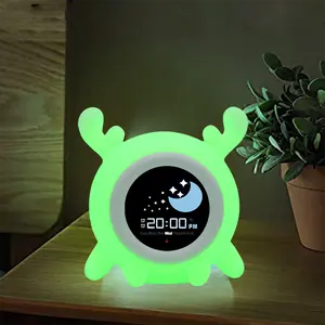 Anpassbare Emoticons Schlaf Trainer für Kinder smarte digitale Wecker berührungsempfindlich Nachtlicht Kinder Wecker mit Tonmaschine