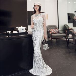 16671 #   Nuovo Abito <span class=keywords><strong>da</strong></span> Sera 2020 con Ciondolo in Cristallo e Diamanti, Spalline Sottili, Coda di <span class=keywords><strong>Pesce</strong></span>, Sexy per Spettacoli e Banchetti - Product Image 5