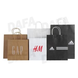 Sacs en papier kraft marron et blanc pour supermarché, impression de logo personnalisée, sacs à emporter pour aliments, biscuits, sandwichs, gâteaux - Product Image 2
