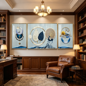 Stampa HD Personalizzata di Fabbrica, Paesaggio Astratto con Alci, Dipinto su Porcellana in Cristallo in 3 Pannelli, Arte da Parete per Soggiorno, Decorazione Casa con Cornice - Product Image 3