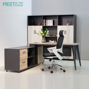 Modern Popular <b>Solid</b> <b>Wood</b> L-Shaped Executive Office <b>Desk</b> Convertible Resin Table Top Workstation Drawer Manager Office Furniture - Product Image 2