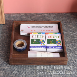 กล่องใส่เครื่องประดับไม้วอลนัทสีดำ 25x25x8 ซม. ทรงสี่เหลี่ยม บรรจุภัณฑ์ของขวัญ สไตล์เรียบง่าย - Product Image 2