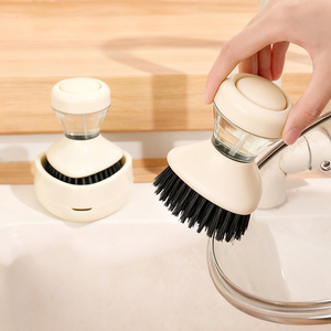 Brosse de lavage de vaisselle pratique avec distributeur de liquide, couleur/logo personnalisés, en plastique résistant à l'usure, outil de nettoyage pour la cuisine domestique - Product Image 1