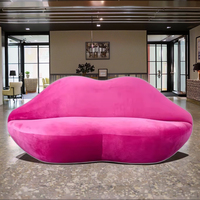 Sofá de Algodón con Diseño de Labios Rojos de Terciopelo para Decoración y Moda, Venta al por Mayor