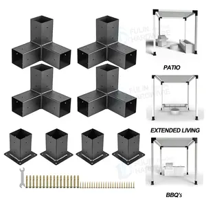 Pergola Kit ชุดขาตั้งไม้แบบยกสูง DIY,ตัวยึดโครงเหล็กสำหรับงานกลางแจ้งสวนซุ้มไม้เลื้อย