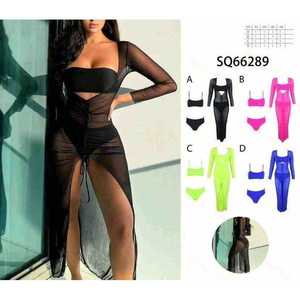 Costume da bagno bikini push-up da donna due pezzi per l'estate, top imbottito con allacciatura all'americana e slip a vita alta, taglie S-2XL, all'ingrosso SQ66289 - Product Image 1