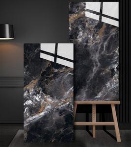 Lastra in Porcellana Nera Lucida con Venature Dorate 600x1200 per Pavimenti Interni di Bagni e Soggiorni - Product Image 1