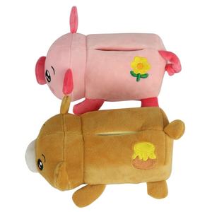 Sevimli sevimli kağıt peçete durumda araba kağıt peçete kutusu özel taşınabilir peluş domuz hayvan peçete kutu tutucu - Product Image 6