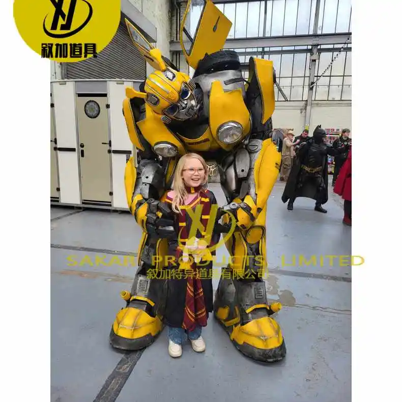 Venta caliente de fábrica de alta calidad amarillo Cosplay 2,7 M alto Led luz robot disfraz para fiesta