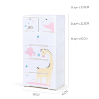 Commode de rangement pour bébé en plastique multicouche de haute qualité, armoire en plastique PP avec roulettes et serrure