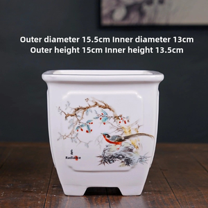 Juego de macetas de cerámica personalizables YiXing, flores azules y blancas pintadas a mano para grandes macetas de bonsái esmaltadas para jardín al aire libre para el hogar - Product Image 4