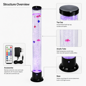 <span class=keywords><strong>Lampe</strong></span> <span class=keywords><strong>colonne</strong></span> d'eau à bulles LED moderne en gros, 5V DC, télécommande, veilleuse poisson pour décoration intérieure - Product Image 3