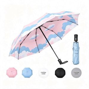 Parapluie pliant moderne et élégant, anti-UV, avec logo personnalisé, poignée ergonomique, design à 3 volets, ouverture manuelle, haute densité, pour affaires - Product Image 1