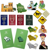 Direkt vom Hersteller Günstige Individuelle Logo-Geschenk-Anstecknadeln Saudi-Arabien 93. Nationalfeiertag Brosche Emaille-Pin Abzeichen mit Papierkarte