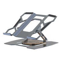 Acier au carbone Mecha 360 °   Support d'ordinateur portable rotatif et pliable, réglable en hauteur, avec refroidissement, pour ordinateurs portables de 11 à 17,3 pouces