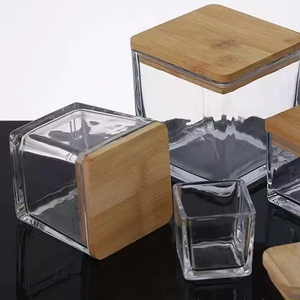 Vase carré en verre transparent <span class=keywords><strong>de</strong></span> 300 ml, récipient en verre à parois épaisses pour la décoration <span class=keywords><strong>de</strong></span> la maison, hydroponie, porte-bougie - Product Image 1