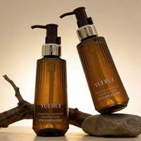 YUERUI Nouvelle Bouteille Pompe Luxe Trapézoïdale à Rayures Uniques 150ml pour Huile Essentielle, Sérum Visage, Crème Corporelle et Lotion