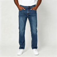 Jeans vintage à coupe droite pour homme, en denim de coton légèrement extensible, cinq poches, décontracté, confortable au quotidien