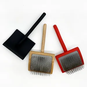 Brosse chaude à long manche en bois pour animaux de compagnie, tête de brosse chauffante en bois pour cheveux longs, toilettage pour animaux de compagnie