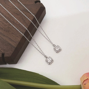 S925 Sterling Silver Sugar <b>Cube</b> Necklace Geometric Pendant Clavicle Chain <b>Light</b> Luxury Jewelry for Women Gift - Product Image 3