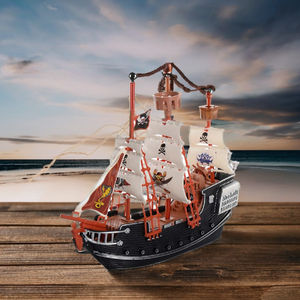 10 inç korsan tekne oyun seti-çocuklar için 2 aksiyon figürleri ve ağaç-eğlenceli oyuncak ile ayrıntılı korsan gemisi, korsan partisi iyilik ve ödül - Product Image 5