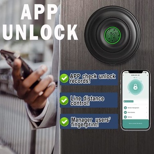Mount <strong>Black</strong> Smart Ball <strong>Knob</strong> <strong>Door</strong> Lock Fingerprint Unlock Waterproof Anti-Theft Feature for Home Hotel Bedroom Interior <strong>Doors</strong> - Product Image 3