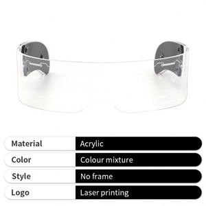 Creative Luminous LED <b>Glasses</b> Acrylic <b>Plastic</b> <b>Clear</b> Wear Device Glow Light <b>Glass</b> for Parties - Product Image 4