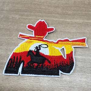 Western Outdoor Wild West <b>Cowboy</b> Hat <b>Boot</b> Iron-on Embroidery Patches Custom Wholesale Embroidered Patches for Clothes - Product Image 2