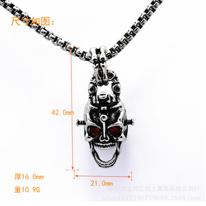 Yunnique-collar con colgante de calavera mecánica, de acero inoxidable, con ojos rojos, estilo gótico, joyería para hombre - Product Image 4