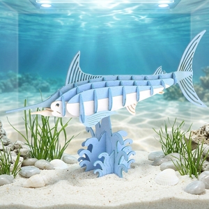 CUPUZ <span class=keywords><strong>Puzzle</strong></span> en papier <span class=keywords><strong>3D</strong></span> Poisson-sabre, Thème Épée et Vitesse, Kit de bricolage pour décoration de bureau, Jouets éducatifs, Puzzles et jeux - Product Image 1