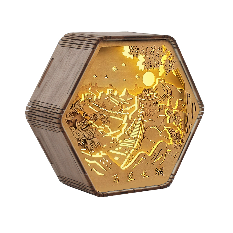 EDM ODM оригинальные деревянные изделия, лампа для резьбы по дереву, лазерная гравировка, деловой подарок, ночник