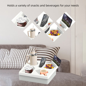 Cup Holder Tray for Sofa <b>Bed</b> Car, Waterproof Non-Slip Silicone Caddy with Rotatable Phone Holder for Snacks Drinks Remote - Product Image 6