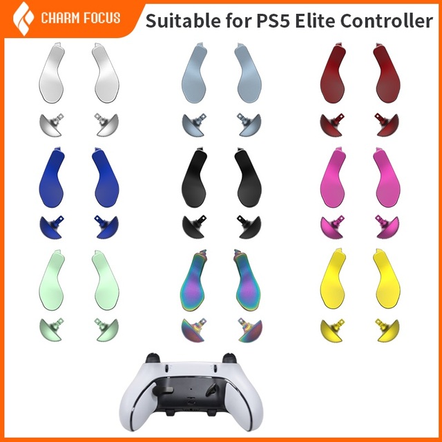 PS5 Edge Controller with 4 Metal Replacement Backboard Buttons, PS5 DualSense Edge Controller Interchangeable Accessories Elite