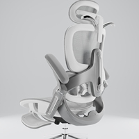 Chaise de bureau ergonomique à dossier haut en tissu avec massage, pivotante, inclinable, repose-pieds et accoudoirs 4D pour manager