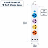 Cable de Extensión con Enchufe Europeo de 10 A y 250 V, 4 Tomas de Corriente, Regleta de Alimentación Universal con Indicador de Encendido/Apagado para el Hogar y la Oficina
