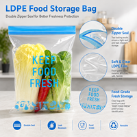 Sac de conservation alimentaire personnalisé en LDPE de qualité alimentaire, à double fermeture éclair, refermable, étanche, résistant, pour congélation, fruits et légumes