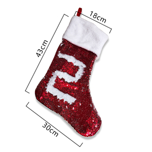 Chaussettes pour cadeau <span class=keywords><strong>de</strong></span> noël, accessoire suspendu avec des décorations, paillettes rouges - Product Image 6