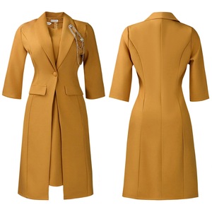 Conjunto Feminino de Inverno D610: Jaqueta Elegante e Vestido Justo de Cor Sólida, Estilo Africano, Duas Peças - Product Image 5